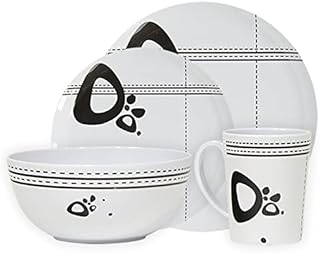 Leisurewize LWACC235 Melamine 16 Pcs Dinner Set - Plates, Bowls, Mugs, Side Plates Abstract Art, Heat Resistant, Dishwasher Safe