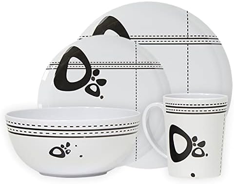 Leisurewize LWACC235 Melamine 16 Pcs Dinner Set - Plates, Bowls, Mugs, Side Plates Abstract Art, Heat Resistant, Dishwasher Safe
