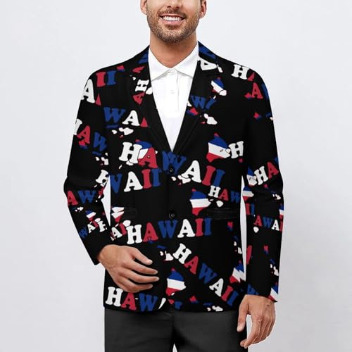 Hawaii State Flag Map Men's Slim Suit Long-Sleeve Prom Tuxedo Classic Two Button Business Jacket2