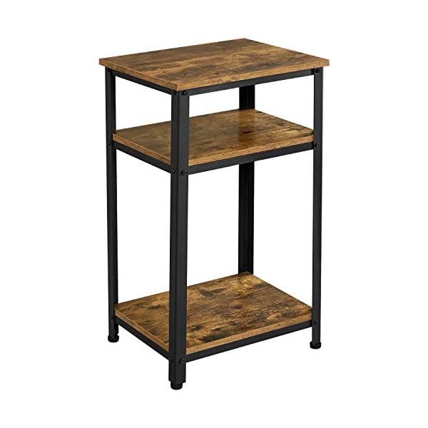 Yaheetech Tall Bedside Table/Nightstand with Storage Shelf, Industrial Telephone Table, Sofa Side Table for Small Spaces, Living Room, Bedroom, Rustic Brown