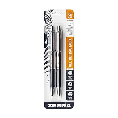 Zebra Pen - STEEL G-402 Retractable Gel Pens - 0.5mm Fine Point - Smooth Black Ink - Rapid Dry Ink for No Smears or Smudges - Refillable Stainless Steel Writing Pens for Office, School, 2 Pack (49212)