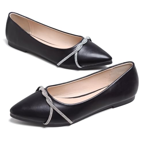 Image of Stunner Womens Flats Fashion Pointed Toe Bowknot Ballet Flats Cute Slip On Dress Flats Comfortable Party Wedding Flats2