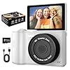 4K Digital Camera for Photography Autofocus, 2025 Latest 64MP Vlogging Camera for YouTube with 128G TF Card, 180°Flip Screen Compact Travel Camera for Teens with 16X Zoom, Anti-Shake, White