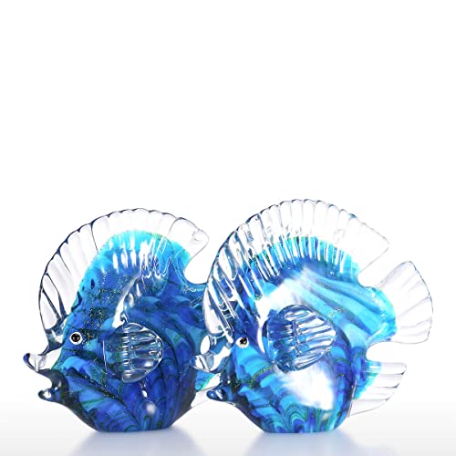 Blue Tropical Fish Glass Sculpture Home Decoration Office Ornament, Christmas Birthday Gift #TOP4