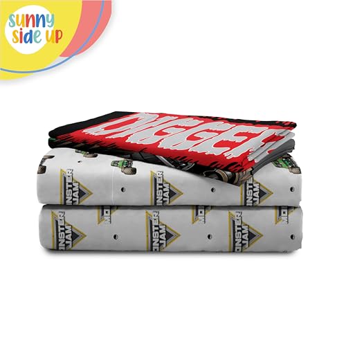 Image of Sunny Side Up Monster Jam Grave Digger Full Sheet Set - 4 Piece Kids Bedding Set Includes Pillow Cover - Super Soft Microfiber Sheets