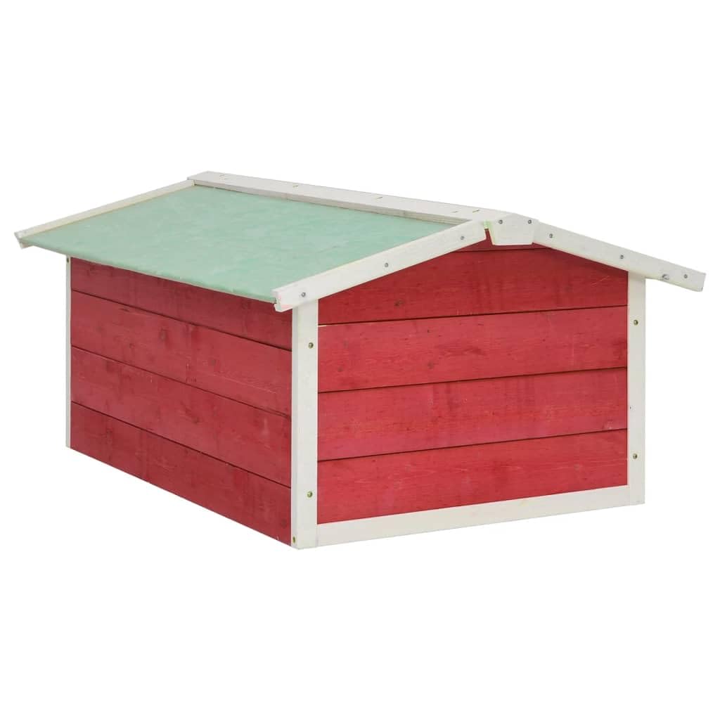 vidaXL Caseta de Cortacésped Robótico Cobertizo Cubierta Cabaña Tejado Refujo Protección Maquinaria Jardín Patio Rojo y Blanco Madera Abeto
