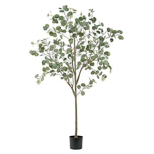 Justoyou 6Ft Tall Artificial Eucalyptus Tree, Faux Eucalyptus Plants, Modern Large Fake Plant Decor In Pot Fake Silver Dollar Leaves, For Home, Office, Courtyard Decor, Perfect Housewares Gift #TOP28