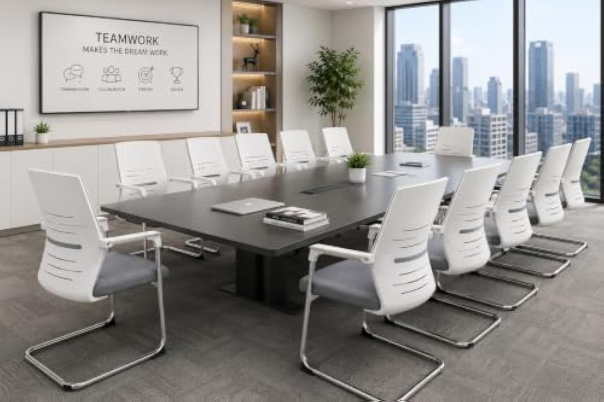 Set of 2 Grey Mesh Office Guest Chairs with Armrests