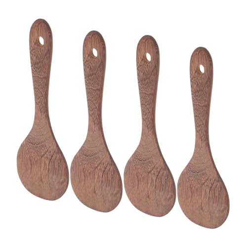 GOOHOCHY 4個 ご飯スプーン 木のスプーン キッチン用品 調理用スパチュラ ピザターナー キャンプ用木製スパチュラ クルミ