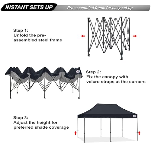 Image of ABCCANOPY 10x20 Easy Pop Up Canopy Tent, Black