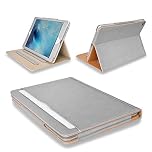 MOFRED® Grey & Tan Apple iPad Pro 12.9" (2015 and 2017 Models) Leather Case with Multiple Viewing Angles, Auto Sleep/Wake, Apple Pencil Holder - Voted #1 iPad Case by “The Daily Telegraph” (For iPad Models A160,A167,A1584 and A1652)