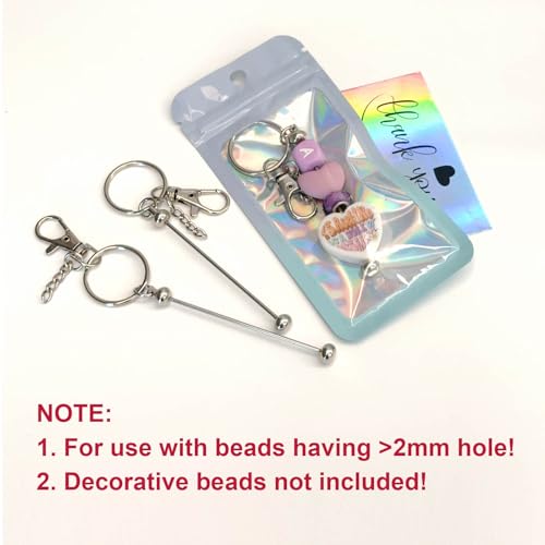 Image of 42 /84 /126 Pcs Beadable Keychain Bars Bulk Blank DIY Beaded Keychain Making Supplies with Bag Thank You Card