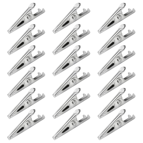 FSSTUD 100 pinzas de cocodrilo de metal de 3,5 cm, pinzas pequeñas de resorte, clips de manualidades pequeños, pinzas de prueba eléctricas con agujeros para soldar