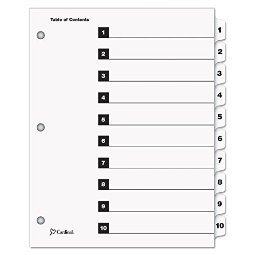 Système d'index pour organiser vos classeurs professionnels avec onglets 1-10 Cardinal