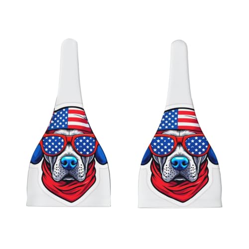 Newborn Baby Hat, Patriotic Dog Sticker Print Soft Top Knot Beanie Cap, Cute Baby Headwear for 0-6 Months Black3