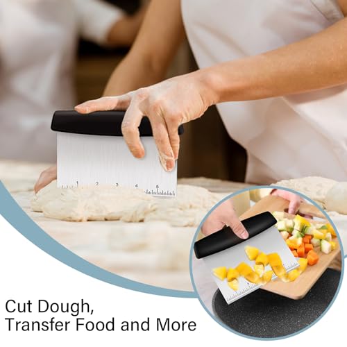image for Ecavria Bench Scraper, Premium Stainless Steel Dough Scraper with 2 PC