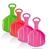 LILENO SPORTS Kinder Poporutscher zum Rodeln (4er Set) - Kunststoff Rutschteller für die ganze Familie - Schlitten Schneerutscher für unvergessliche Wintertage - auch für Erwachsene