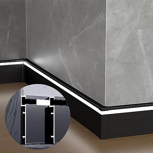 JARBIH 10 Packs 1M/3.3ft Aluminum Skirting Baseboards, 78x12mm LED Channel System Diffuser, Line Light Wall Mount Aluminum Profile with Milky Cover, Suitable for Living Room Bedroom Kitchen