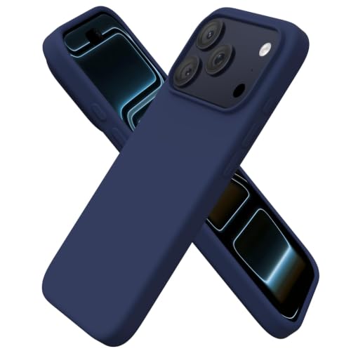 ORNARTO Compatible with iPhone 17 Pro Case 6.3 Slim Liquid Silicone 3 Layers Full Covered Soft Gel Rubber 17 Pro Phone Cases Cover 6.3 inch-Deep Blue