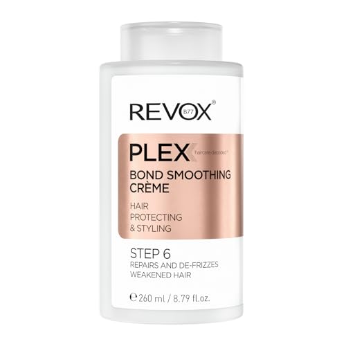 REVOX B77 - Plex Bond Smoothing Crème Paso 6, 260 ml, Crema Capilar sin Aclarado, Repara y Protege el Cabello Dañado, Reduce Tiempo de Secado, Rizos Definidos, Antiencrespamiento Cabello