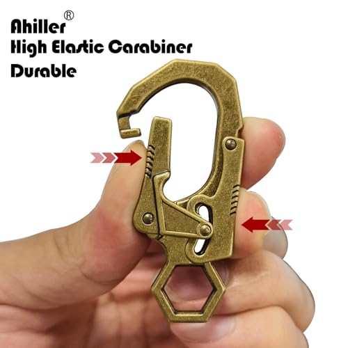 Image of Ahiller Double Locking Carabiner Clip - Zinc Alloy Mens Keychain for Keys | Unisex,Dual Press Double Lock, Anti Misopening,Heavy Duty,Suitable for Car Keys,Belt,Backpack,Hiking,Riding,Outdoor Camping