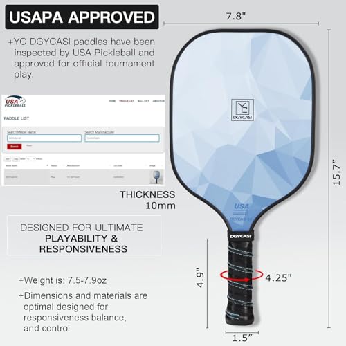 Image of Pickleball Paddles Set of 2 or 4, USAPA Approved Pickleball Paddles Set with 4 Pickle Balls and Carry Bag, Fiberglass Rackets 2 Pack Gifts for Beginners&Pros (Light Blue)