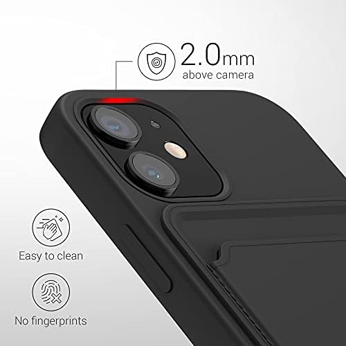 kwmobile Case Compatible with Apple iPhone 12 mini - Soft TPU Phone Cover with Credit Card Holder Slot on Back - Black