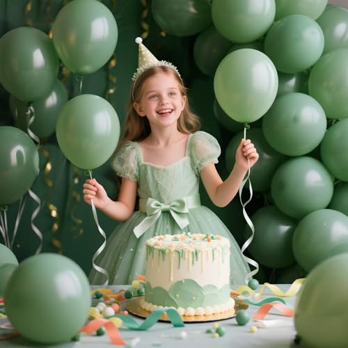 Image of 200pcs Sage Green Balloons 5 Inch, Small Mini Latex Balloons for Party Birthday Baby Shower Anniversary Festival Arch Garland Decoration