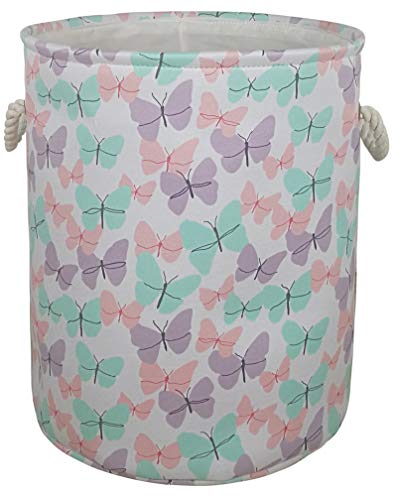Image of KUNRO Large Sized Round Storage Basket Organizer Bin Laundry Hamper for Nursery Clothes Toys