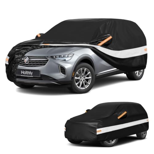 Image of 10 Layers SUV Car Cover Custom Fit for Buick Envision (2015-2026), Waterproof All Weather for Automobiles, Outdoor Full Cover Sun Dust Rain Protection with Cotton. Black