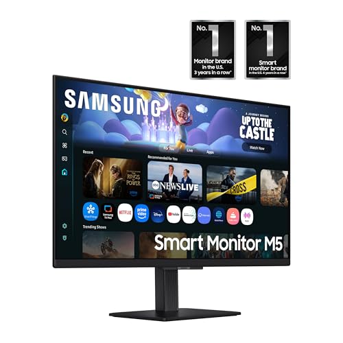 Image of Samsung 27-Inch M5 (M50F) Series FHD Smart Monitor with Streaming TV, Speakers, HDR10, Gaming Hub, Multiple Ports, Workout Tracker, Vision Accessibility Tools, Black, LS27FM502ENXZA