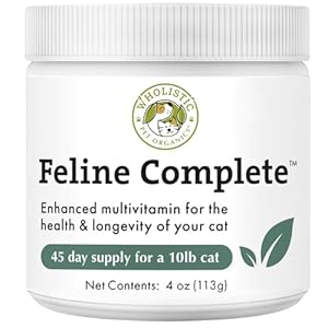 Wholistic Pet Organics Feline Complete: Cat Multivitamins Powder – 4 oz – Immune Support Supplements for Cats – Cat Probiotics, Minerals & Vitamins for Cats – Antioxidants for Cat Skin & Coat