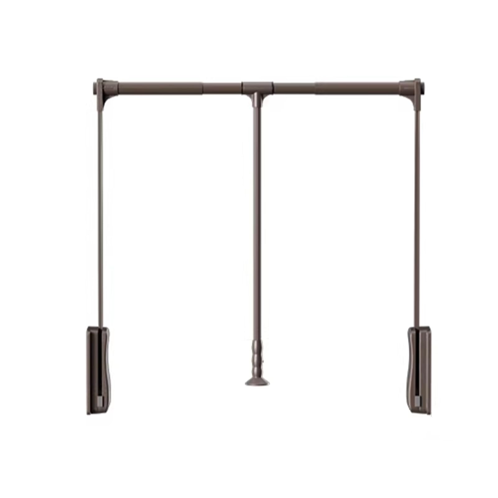 GTHTUHFD Adjustable Pull Down Closet Rod, Soft Close Wardrobe Lift Rail Organizer, Aluminum Alloy Tubing, 44 Lbs Load Capacity Brown-550-700mm