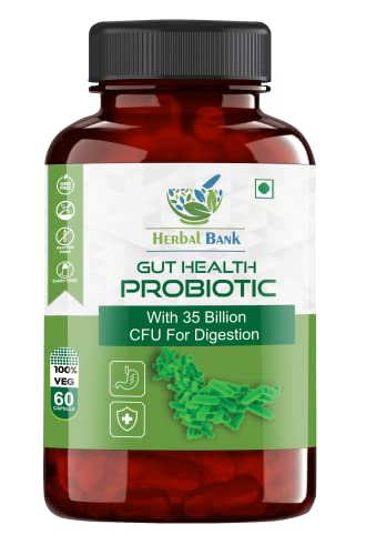 Herbal Bank Gut Health Probiotics 35 Billion CFU Multi- Strains, Gut Support, Digestion, Immunity Support, Detox, Cleanse & help in weight loss for Women & Men – 60 Vegetarian Capsules Herbal Bank Gut Health Probiotics 35 Billion CFU Multi- Strains, Gut Support, Digestion, Immunity Support, Detox, Cleanse & help in weight loss for Women & Men – 60 Vegetarian Capsules