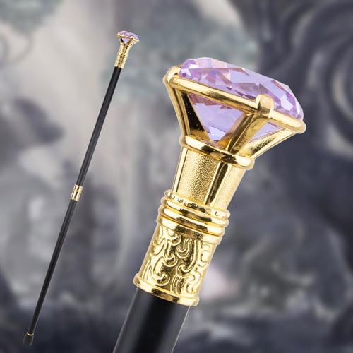 Canne dorée diamant violet bâton mode homme 93cm - 3