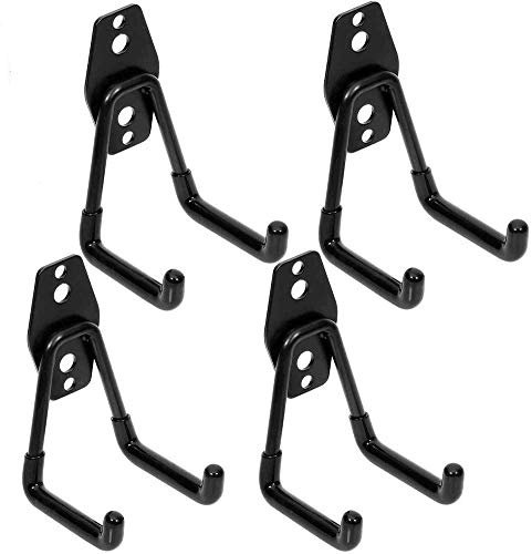 Garage Hooks Dstper Steel Garage Storage Hooks Utility Double HooksHeavy Duty for Organizing Power Tools Ladders4 Pack Black