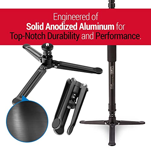 Vidpro Mp-66 Venturemaxx Series Professional 70-Inch Monopod With Air Lock - Lightweight Anodized Aluminum Camera Camcorder Support Stand Adjustable 5-Section With 3 Feet Base Includes Carrying Case #TOP3