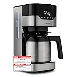 MEDION Kaffeemaschine mit Thermoskanne und Timer (Filtermaschine, 8 Tassen, 1,2 Liter, 900 Watt, 3 Stufen, Warmhaltefunktion, Timer Zeitschaltuhr, Antitropf, Display, MD18458) edelstahl