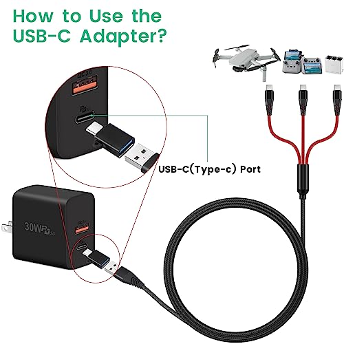 Charger For Dji Mini 3 Pro, Mavic 3, Air 2S, Avata Drone, 3-In-1 3A Fast Charging Cable Usb C Cord With Adapter For Dji Fpv Remote Controller Motion Controller Battery Accessories, 4Ft #TOP4