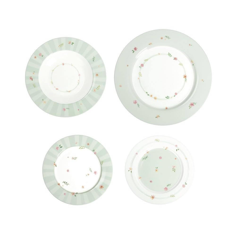 BRANDANI Polline Verde Servizio Tavola Piatti Set 18 Pezzi Porcellana