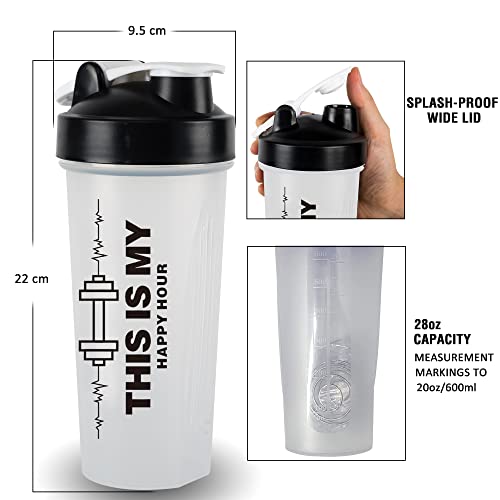 GIFUBOWA Shaker Bottle for Protein shake 600ml BPA-Free Leak Proof Sports Gym