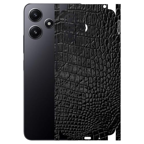 Image of AtOdds - Full Body Back Screen Guard Protector Film - 3D Textured Lamination Wrap Skin Sticker Compatible with REDMI 12 (5G) | Scratchproof Matte Finish (Design - Black Crocodile)