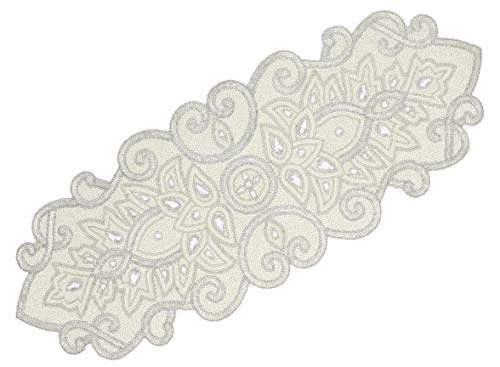 COTTON CRAFT Mila Scroll Handmade Beaded Table Runner -...