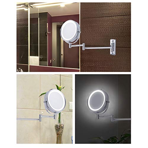 Miroir de coiffeuse à LED avec miroir grossissant 5X mural et extensible