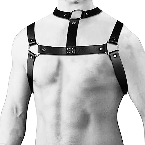 Men's Harness Belt Costume PU Leather Body Chest for Men, Sexy Punk Body Harness Belt, Adjustable Buckle Clothes Outfits, Nightclub Cosplay Clubwear #13