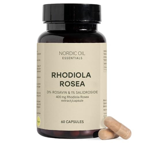 Rhodiola Rosea Kapseln | 400 mg Rhodiola-Extrakt mit 3% Rosavin & 1% Salidrosid | Wild geerntet aus Südsibirien | Für Energie Fokus & Belastbarkeit | Vegan & laborgeprüft | Nordic Oil