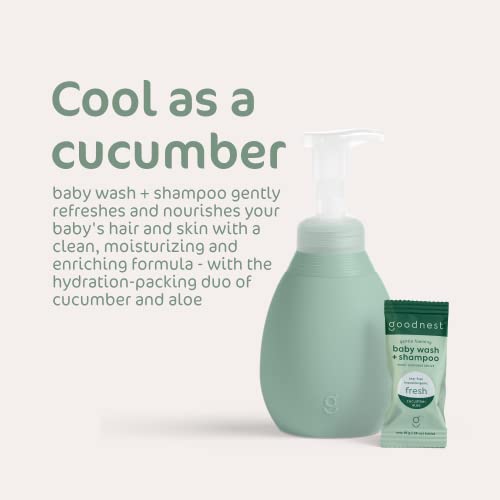Goodnest Foaming Baby Soap Tablets + 12Oz Reusable Pump Bottle, Natural Baby Shampoo + Baby Wash, Plastic Free Packaging, Tear Free, Hypoallergenic, Natural Baby Wash For Sensitive Skin, Cucumber Aloe #TOP4