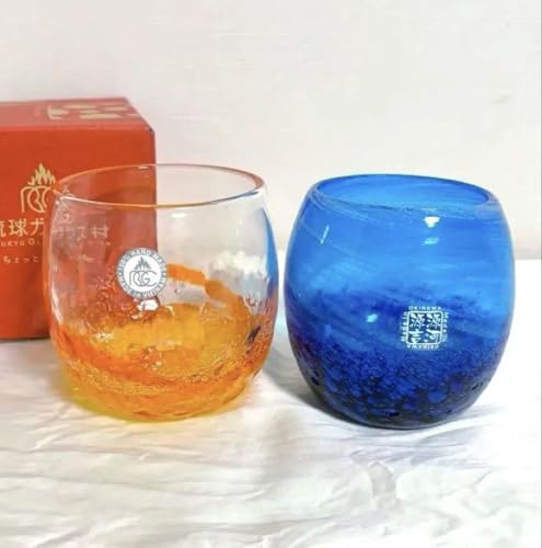 琉球ガラス コップ 源河源吉 RGC 琉球グラス 琉球ガラス村 青 オレンジのサムネイル