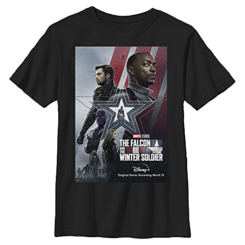 T-shirt Falcon Winter Soldier Marvel garçon vêtement noir col rond taille ado L