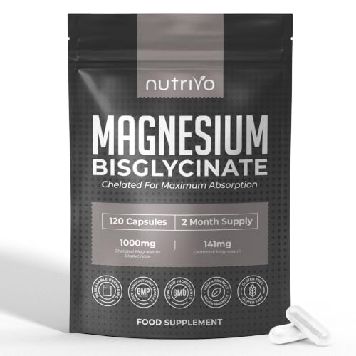 Magnesium Bisglycinate 1000mg | Chelated Magnesium Bisglycinate for Higher Absorption | 120 Capsules - 2 Month Supply | Gentle Highly Absorbable No Fillers or Binders | Made in the UK